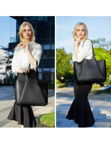 LOVEVOOK Tote para Laptop 15.6" Negro con Clutch