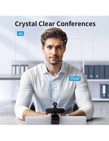 Webcam EMEET NOVA 4K - Autofoco, Duales Micrófonos, USB-A