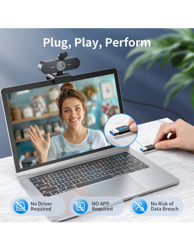 Webcam EMEET NOVA 4K - Autofoco, Duales Micrófonos, USB-A