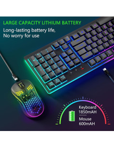 Combo Teclado y Ratón Inalámbrico MOOJAY KM51 RGB - Negro 2