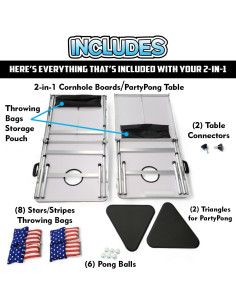 Mesa 2-en-1 Party Pong y Cornhole PARTYPONG Dallas 2