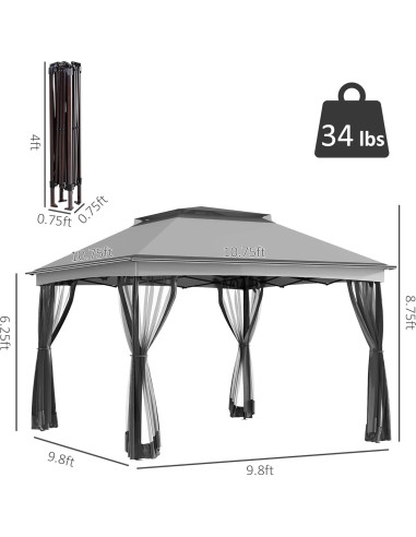Carpa Plegable Adigyco 3.25x3.25m con Malla y Bolsa de Transporte