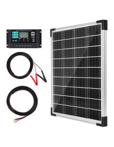 Kit Panel Solar TBER 20W 12V con Controlador 10A y Cables