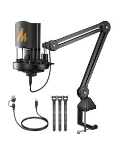 Micrófono de Condensador USB MAONO PM450S con Soporte y Control