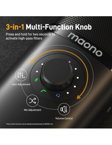 Micrófono de Condensador USB MAONO PM450S con Soporte y Control