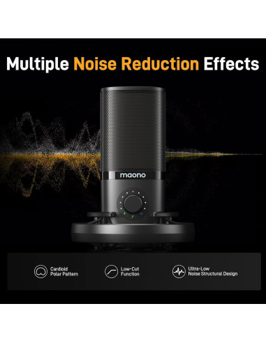 Micrófono de Condensador USB MAONO PM450S con Soporte y Control