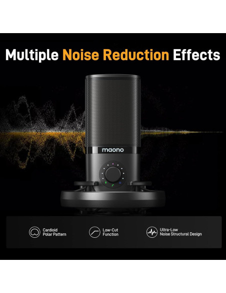 Micrófono de Condensador USB MAONO PM450S con Soporte y Control