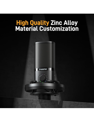 Micrófono de Condensador USB MAONO PM450S con Soporte y Control