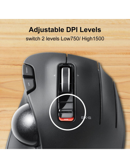Ratón Trackball Inalámbrico ELECOM EX-G, Ergonómico, 6 Botones