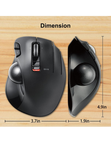 Ratón Trackball Inalámbrico ELECOM EX-G, Ergonómico, 6 Botones