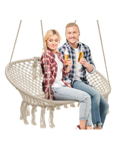 Silla Hamaca Sorbus Macramé Doble 204 kg 138x51 cm