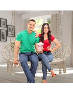 Silla Hamaca Sorbus Macramé Doble 204 kg 138x51 cm 2