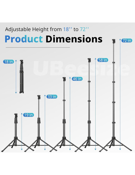 Trípode UBeesize para Teléfono 182.88 cm con Control Remoto