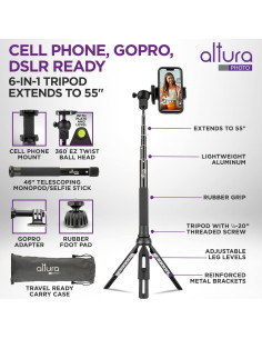 Trípode y Monopod Altura Photo 139.7 cm - Soporte Celular y GoPro 2