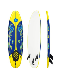 Tabla de Surf Giantex 182 cm Amarillo y Azul para Principiantes