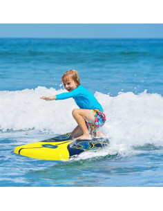 Tabla de Surf Giantex 182 cm Amarillo y Azul para Principiantes 2