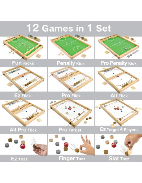 Juego de Mesa Madera Soy FLICK n KICK Deluxe 12 Juegos Juego de Mesa Madera Soy FLICK n KICK Deluxe 12 Juegos