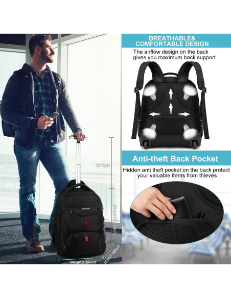 Mochila Rodante LIGSAN 45L para Laptop 43.94 cm Negra Mochila Rodante LIGSAN 45L para Laptop 43.94 cm Negra