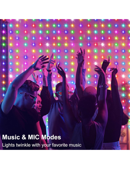 Luces de Cortina Inteligentes RGB 2.44m x 1.83m LumBelle 144LED Luces de Cortina Inteligentes RGB 2.44m x 1.83m LumBelle 144LED