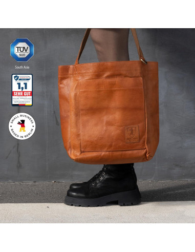 Bolso Tote de Cuero Genuino Berliner Bags Sevilla 40x35cm