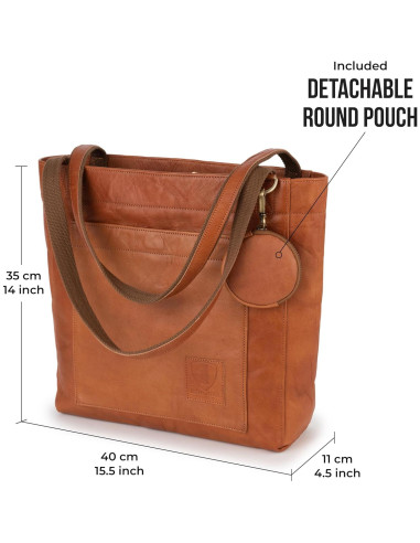 Bolso Tote de Cuero Genuino Berliner Bags Sevilla 40x35cm