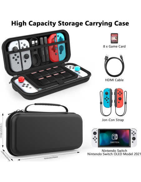 Funda HEYSTOP para Nintendo Switch y OLED 2021, Negra