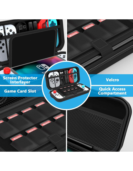 Funda HEYSTOP para Nintendo Switch y OLED 2021, Negra