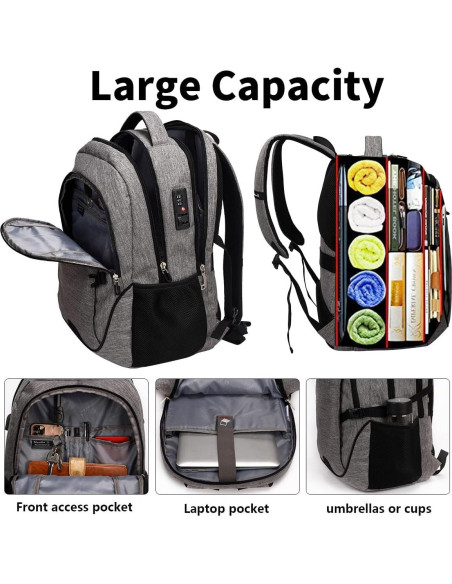 Mochila Antirrobo SHRRADOO 17" USB para Portátil y Viaje