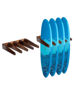 Soporte de tabla de surf MyGift Deluxe 4 ranuras madera rústica