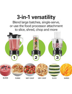 Combo Licuadora y Procesador Hamilton Beach 700W Tarro Vidrio 1.18L 2