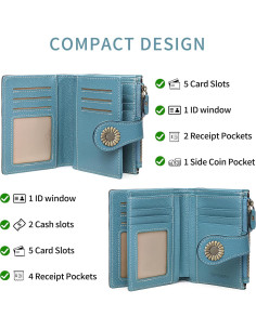 Cartera Pequeña SENDEFN de Cuero Bifold con Bloqueo RFID 2