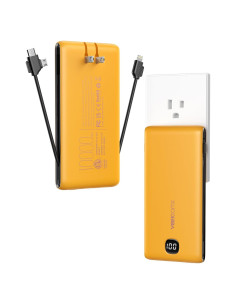Cargador Portátil VEEKTOMX 10000mAh Carga Rápida USB-C Amarillo