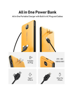 Cargador Portátil VEEKTOMX 10000mAh Carga Rápida USB-C Amarillo 2