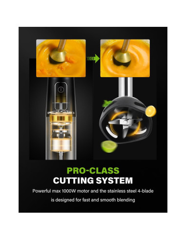 Batidora de Inmersión GDOR 1000W 6 en 1 Acero Inoxidable