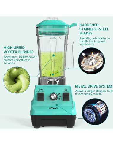 Licuadora OMMO 1800W 3.8L Acero Inoxidable Libre BPA