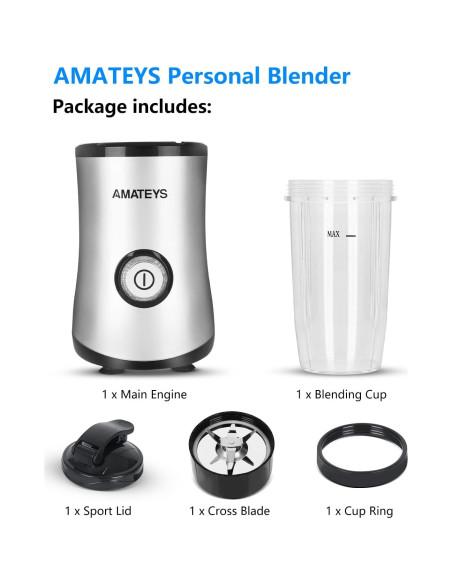 Licuadora Personal Amateys 350W 710ml Fácil de Limpiar