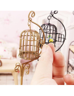 Jaula de Pájaro Miniatura Cutemini 1:12 Dorada Decorativa 2