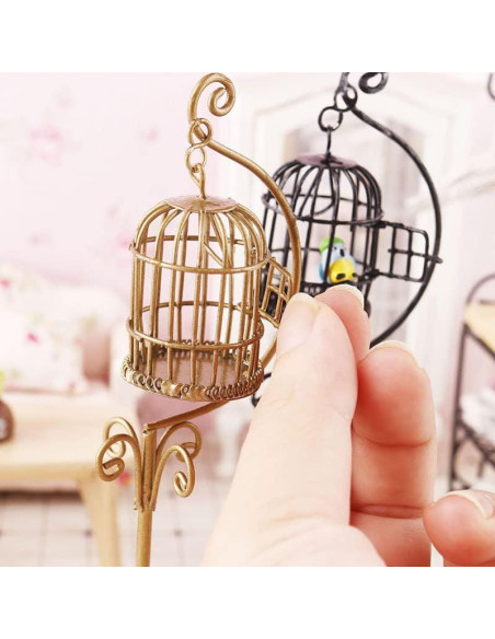 Jaula de Pájaro Miniatura Cutemini 1:12 Dorada Decorativa Jaula de Pájaro Miniatura Cutemini 1:12 Dorada Decorativa