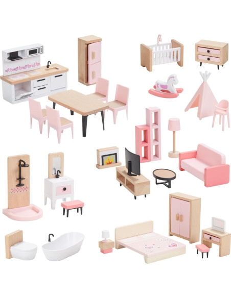 Conjunto de Muebles de Casa de Muñecas Goli Toys 32 Piezas