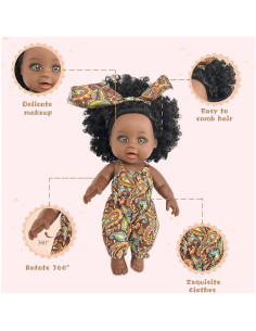 Muñeca Negra 25cm Nice2you con Mochila Portadora para Niños 2