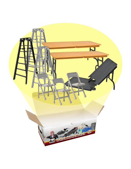Juego de Accesorios de Combate para Figuras de Lucha Libre - 3 Mesas, 3 Escaleras, 3 Sillas Juego de Accesorios de Combate para Figuras de Lucha Libre - 3 Mesas, 3 Escaleras, 3 Sillas