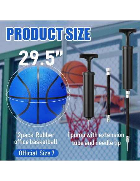 Balones de Baloncesto Jerify 12 Piezas Tamaño 7 con Bomba