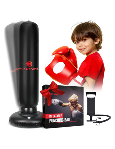 Saco de Boxeo Inflable BOXERPOINT 160 cm para Niños 3-8 Años