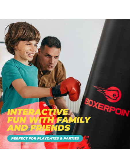 Saco de Boxeo Inflable BOXERPOINT 160 cm para Niños 3-8 Años