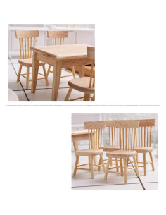 Mueble Casa de Muñecas Madera May & Z Mesa y Sillas 1:12 2