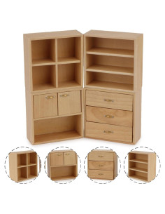 Juego de Muebles Miniatura Cutemini 4 Piezas Madera 1:12