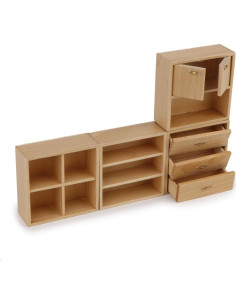 Juego de Muebles Miniatura Cutemini 4 Piezas Madera 1:12 2
