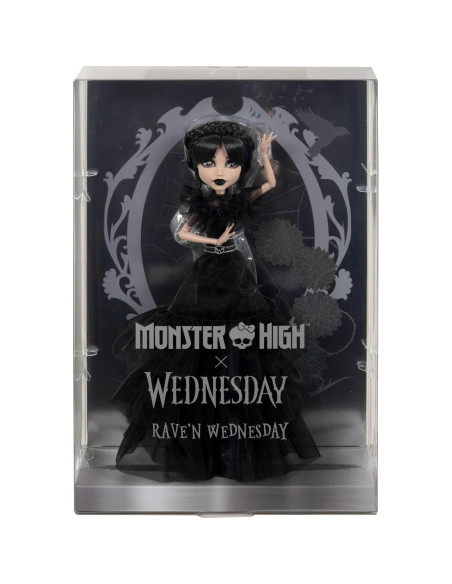 Muñeca Coleccionable Rave'N Wednesday Monster High - Vestido Gótico