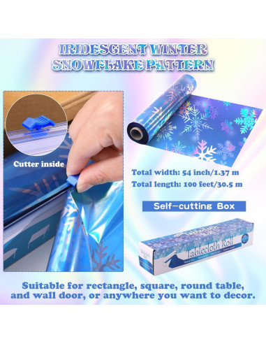 Mantel Iridiscente Copo de Nieve Kochorie 30.5m Azul Morado