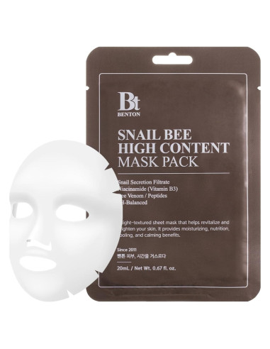 Mascarilla Facial Benton de Baba de Caracol y Veneno de Abeja - 10 Hojas